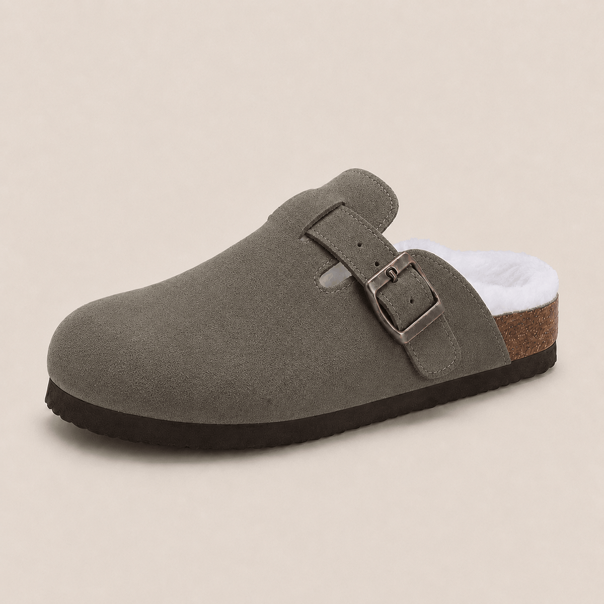 Fur-lined Suede Clogs