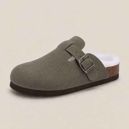 Fur-lined Suede Clogs