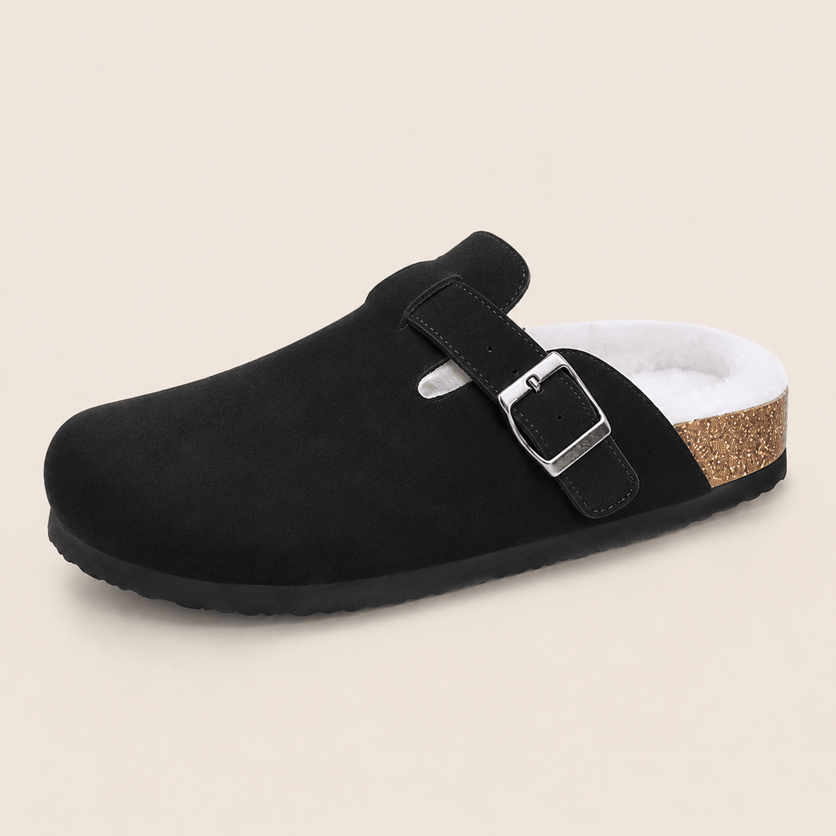 Fur-lined Suede Clogs