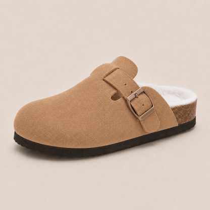 Fur-lined Suede Clogs