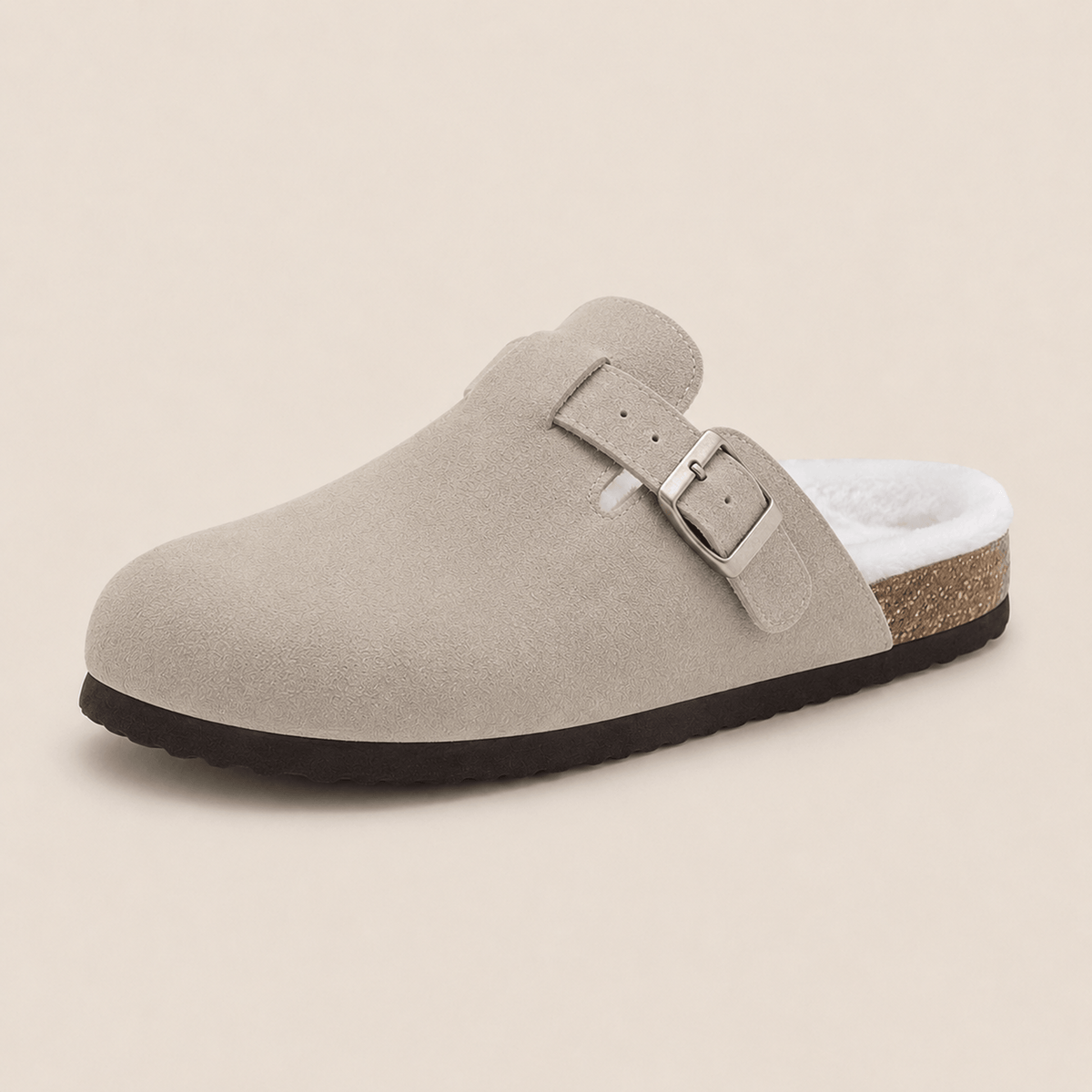 Fur-lined Suede Clogs