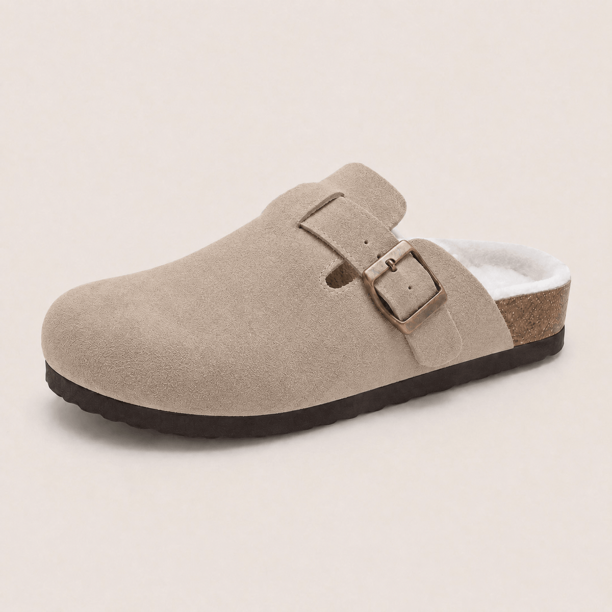 Fur-lined Suede Clogs