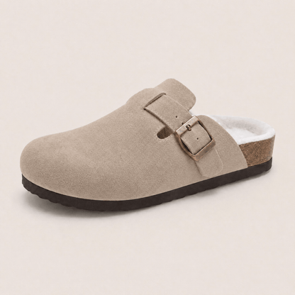 Fur-lined Suede Clogs