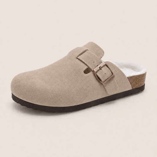Fur-lined Suede Clogs